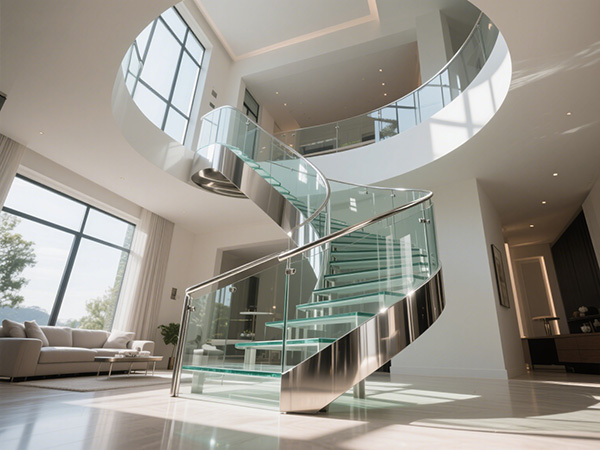 不銹鋼玻璃旋轉(zhuǎn)樓梯定制全解析